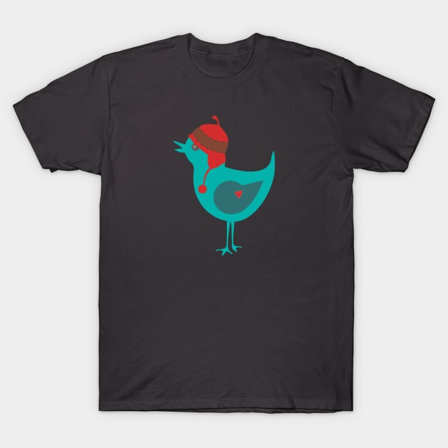 Cute Bird With Hat T-Shirt by THP Creative